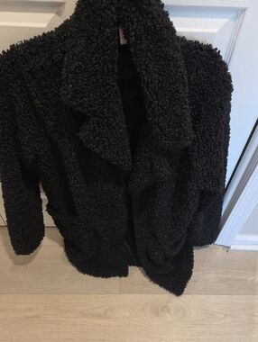 HYFVE Black Teddy Jacket with Shawl Collar